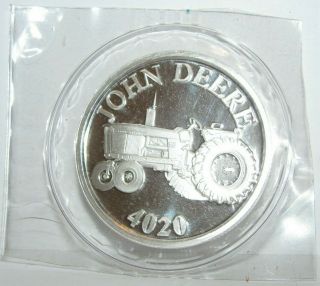 John Deere 4020 Diesel Tractor.  999 Fine Silver Round 1 Troy Oz Collector Coin