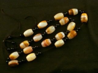 25inches Lovely Chinese Old Jade Beads Necklace O003