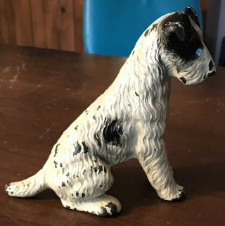 Antique Cast Iron Hubley Fox Terrier Dog Puppy Doorstop Bookend Figurine