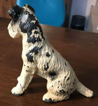 Antique Cast Iron Hubley Fox Terrier Dog Puppy Doorstop Bookend Figurine 3