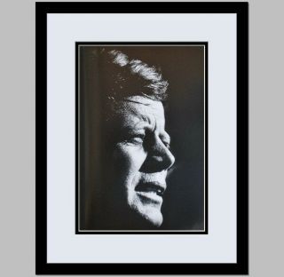 John F Kennedy 9x12 Black & White Print Custom Framed