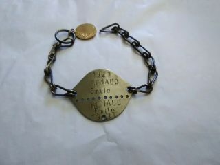 Antique Id Bracelet 1927 War Soldier French Renaud Emile • I Have Sterling Too