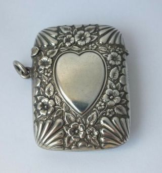 Good Decorative Victorian Solid Sterling Silver Vesta Case 1898/ L 4.  8 Cm/ 29 G