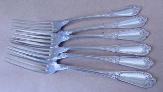Antique French Solid Silver Scrolls Table Forks Paris C.  1890