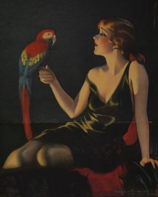 Jazz Age Pin - Up Poster 1930s Bradshaw Crandell Flapper Girl Parrot Pretty Polly