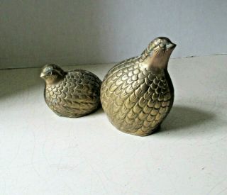 Vintage Brass Quail Paperweights Bird Set Of 2 Home Decor 4.  5 In And 3 In