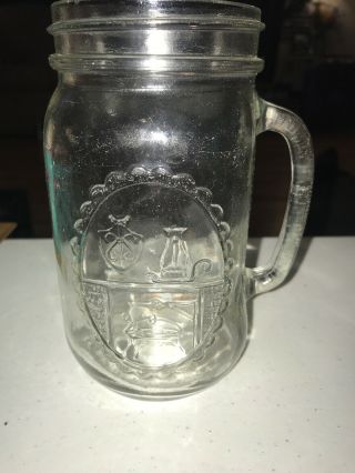 Anchor Hocking Country Hearth Qt Size Mason Style Drinking Jar Glass W Handle