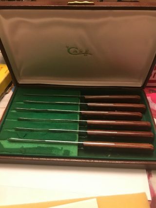 Vintage Set Of 6 Case Xx Stainless Cap 254 Steak Knives Knife With Storage Case