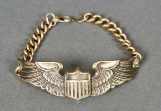 Ww2 Us Army Air Corp Pilots Wings Sweetheart Bracelet Home Front Amico Sterling