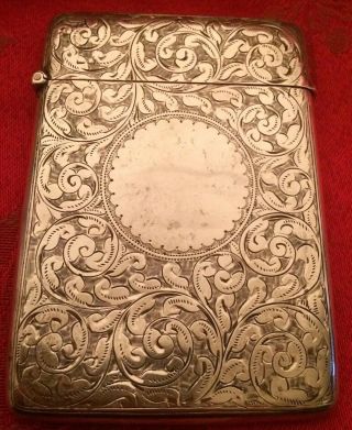 Stunning Edwardian Solid Silver Card Case 1908