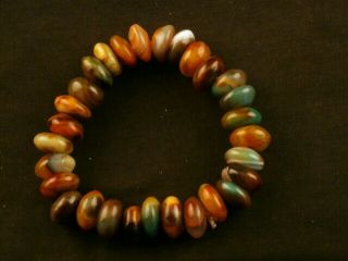 Good Quality Tibetan Agate Dzi Disc Beads Prayer Bracelet N019