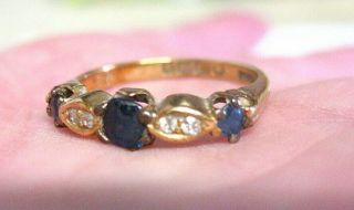 Victorian 18k Gold Sapphire Diamond Ring Size 5.  75 3.  5 Grams