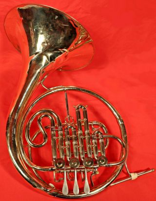 Vintage H.  N.  White King Single French Horn W/ Case; 4th Rotor Stopping Valve
