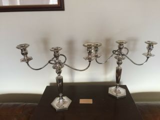 Stunning Deco Silver Plated Candelabra 14 " Tall X 15.  25 "
