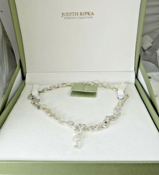 Magnificent Judith Ripka Sterling Silver Key To My Heart Necklace 18 "