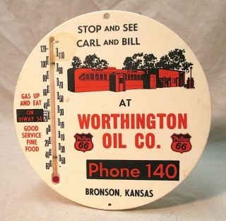Vintage Phillips 66 Thermometer Sign Bronson Kansas Gas Up And Eat Hiway 54