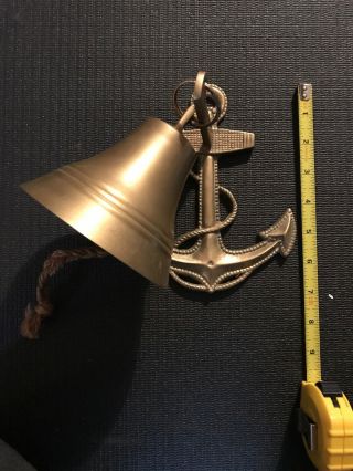 Solid Brass Ships Bell W: Anchor Wall Mount