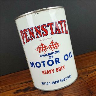 Vintage Nos Full 1 Qt.  Penn State Motor Oil Metal Can Sign