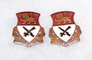Ww2 Eto Made 17th Cavalry Recon Squadron Dui Crest Badges Set