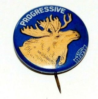 1912 Teddy Roosevelt Progressive Bull Moose Theodore Campaign Pin Pinback Button