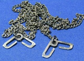 Wwii Sterling Army,  Navy,  Usmc Dog Tag Chain With J - Hooks Weighs 8.  6 Grams