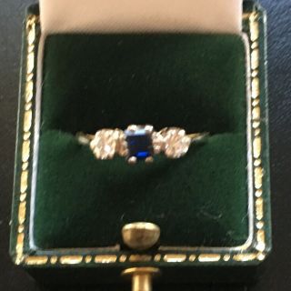 Art Deco Diamond And Sapphire Ring In 18ct Gold And Platinum Wear Repair