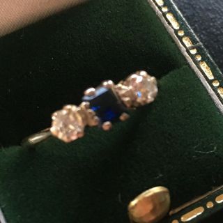 Art Deco diamond and sapphire ring in 18ct gold and platinum wear repair 2