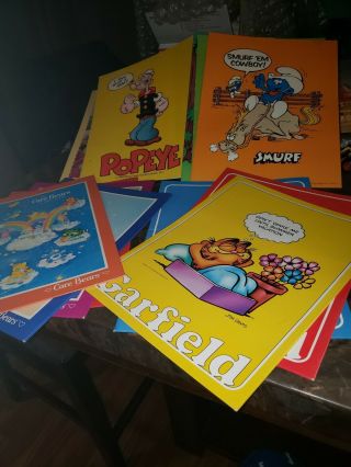 Vintage Pocket Folders.  Garfield Carebears Smurf And More Not See Detail