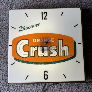 Vintage Pam Orange Crush Lighted Advertising Clock Discover Orange Crush 1971 Nr