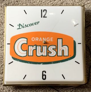 Vintage PAM Orange Crush Lighted Advertising Clock Discover Orange Crush 1971 NR 2