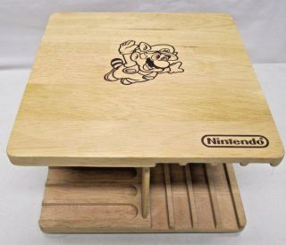 Vintage Nintendo Game Cartridge Holder Wooden Beechwood Swivel Mario
