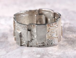 Stunning Ladies Evald Nielsen Denmark Sterling Silver Textured Bracelet 104.  9gr