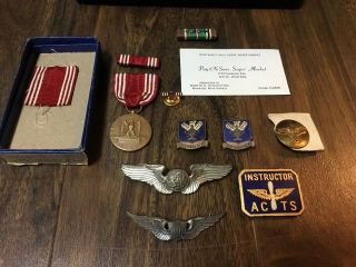 Named Ww2 Wwii Usaaf Air Corps Training Badge Wings Sterling Medal,  Estate Pilot