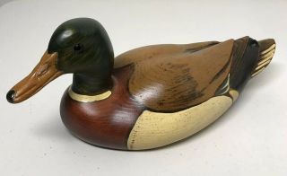 2000 Big Sky Carvers Handcrafted Wooden Mallard Duck Decoy 12” Signed Suzanne