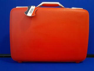 Vintage American Tourister Red Briefcase Attache Hard Luggage,  2 Keys