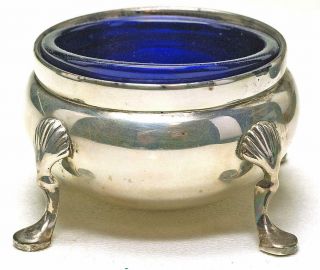 Rare Georg Jensen Usa Sterling Silver & Cobalt Blue Glass Salt Cellar Master?