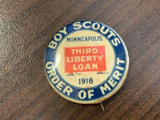 Vintage Boy Scouts Order Of Merit Button Or Pinback 1918 Minneapolis
