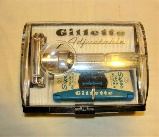 Vintage 1961 Gillette Adjustable 1 - 9,  G1,  " Fat Boy ",  Tto Safety Razor W Case