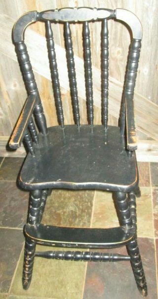 Vtg Jenny Lind Wooden Highchair High Chair Booster,  No Tray Black Christmas