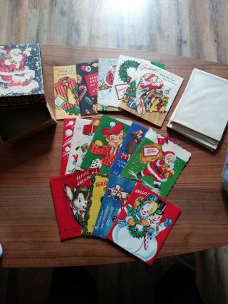 Vintage Gay Greetings Pop Up Christmas Cards Box Of 14 W/envelopes,  Unmarked