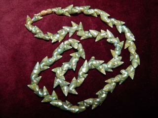 Antique Victorian Tasmanian Aboriginal Maireener Iridescent Shell Necklace 22 "