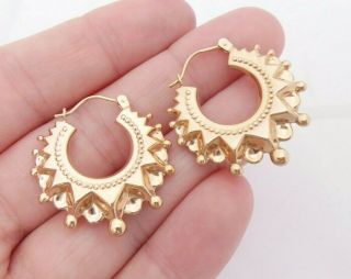 9ct Gold Victorian Style Hoop Earrings,  Solid 9k 375