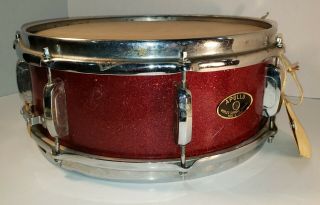 Vtg ☆apollo☆ Red Sparkle Snare Drum With Case " Worlds Supreme Quality Japan " M34
