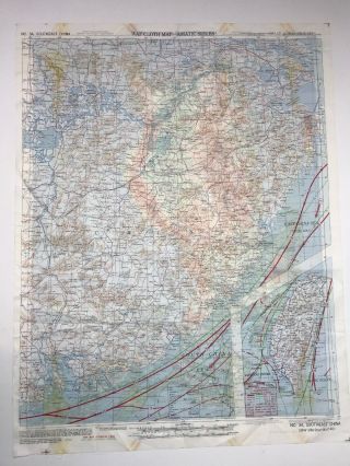 Wwii Aaf Escape Map Scarf No 34 Southeast China / C 40 Luzon Island