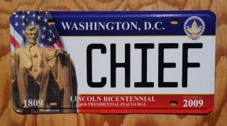 2009 Washington Dc Presidential Inaugural District Obama License Plate - Chief