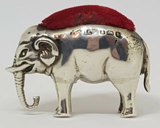 Very Rare Antique Silver Hallmarked Adie And Lovekin Elephant Pin Cushion