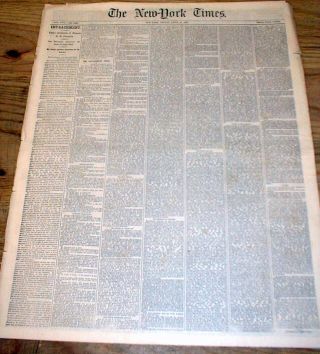 1868 Ny Times Headline Newspaper W Impeachment Trial Of President Andrew Johnson