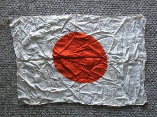 " Authentic " Vintage Wwii Imperial Japanese Sun Silk Flag Banner 26 " X 18 "