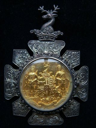 1875 Ancient Order Of Foresters Large Sterling Silver Member Badge/ Jewel/ Medal