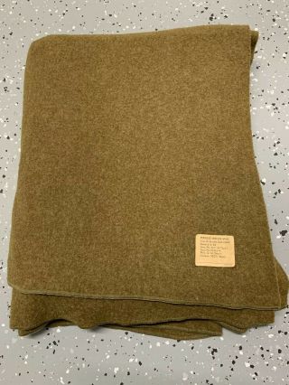Rare Vtg Dated 6 - 2 - 1945 Us Army 100 Wool Blanket Peerless Woolen Mills 80 " X 66 "